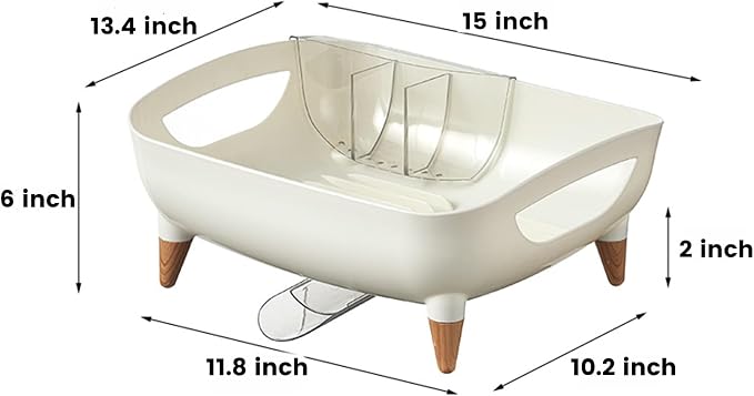 Dish Rack, Dish Drying Rack for Kitchen Counter, Dish Drainer with Drainboard Set and Utensil Holder, Sink Drying Dish Strainer Rack (White) - Image 3