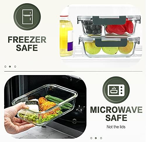 10 Packs 30 oz Glass Meal Prep Containers with Lids | Glass Food Storage Containers with Lids, Airtight Lunch Bento Boxes, Microwave, Freezer and Dishwasher, Gray - Image 4