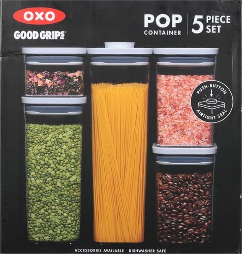OXO Good Grips Storage Container Airtight | Stackable | For Pantry Organization | Dishwasher Safe | 5 Piece Set, Pack of 2 - Image 3