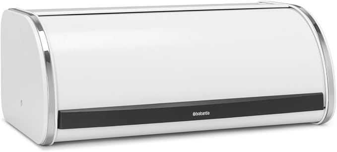 Brabantia Roll Top Bread Box | Large | White | Metal Front Opening Bread Store for Kitchen Countertop | Partly Flat Top for Extra Storage, Magnet Closing Lid | Fits 2 Loaves - Image 2