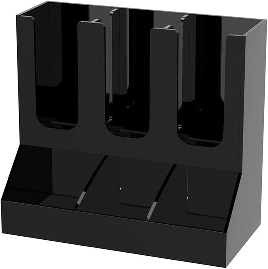 Richboom Cup and Lid Organizer, 6 Compartments with 2 Removable Dividers Coffee Station Countertop Cup Dispenser Condiment Organizer Accessories Caddy for Breakroom, Office, Home - Black by Richboom