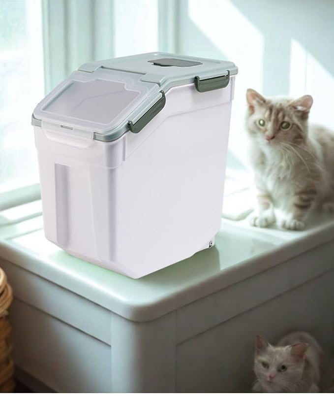 Large Flour Storage Container Bin 25lb, 4 Pack Airtight Rice Storage Containers with Wheels Seal Locking Lid, BPA Free, with Measuring Cup |Scoop, for Beans, Sugar, Grain, Dry Food - Green - Image 8