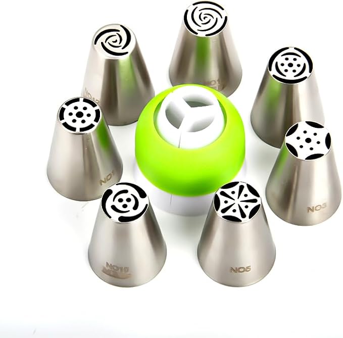 Stainless Steel Small Russian Tulip Flower Icing Tips Kit, 8 Pcs Set | Stainless Steel Icing Tips, Seamless Welding,Box Package by ChooYes