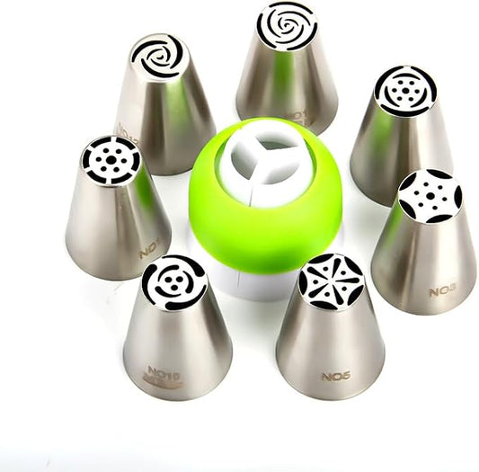Stainless Steel Small Russian Tulip Flower Icing Tips Kit, 8 Pcs Set | Stainless Steel Icing Tips, Seamless Welding,Box Package by ChooYes