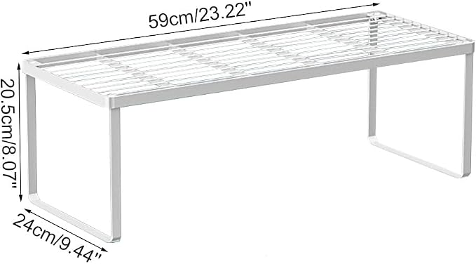 Kitchen Cabinet Storage Shelf Stackable Wire Spice Rack Organizer Heavy Duty Space Saver for Bathroom Bedroom Closet Laundry Room Office Countertop - White, Pack 1 - Image 2