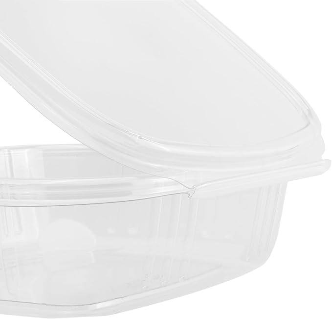 Karat 24oz - 200 ct PET Clamshell Square Deli Containers - For Pasta Salads, Fruit, Deli Sides, and Home Meal Prep - Clear Plastic Food Containers I 7.26"x6.2"x2.05" - Image 6