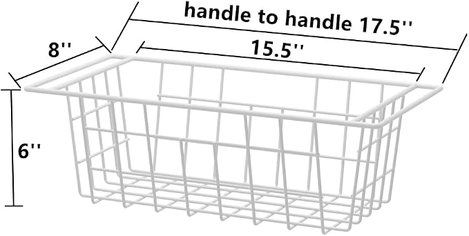 Slideep 17.5'' Large Storage Baskets Chest Freezer Organizer, Sturdy Metal Wire Pantry Freezer Bin for Home Kitchen Organization 2 Packs, White - Image 2
