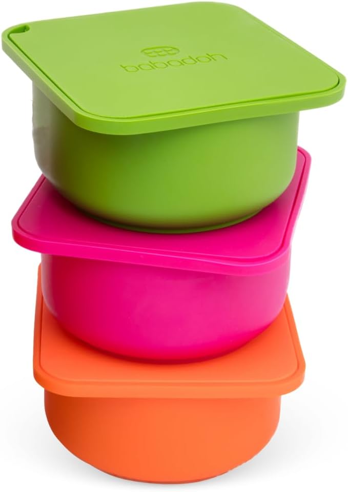 Babadoh Pizza Dough Proofing Silicone Containers with Lids | Pizza Making Accessories | The Perfect Pizza | Set of 3 | Multi Bright (1 Berry, 1 Orange, 1 Lime) | Original Size (make 12" Pizzas) by Babadoh