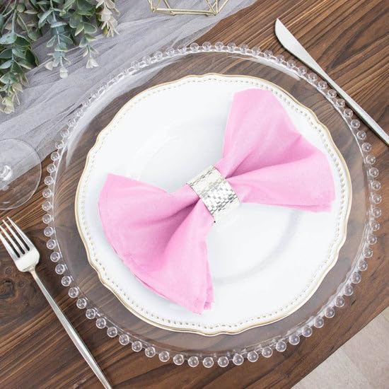 Efavormart Premium Cloth Napkins Set of 10, 17x17 Inch Pink Seamless Dinner Napkins, Washable Linen Table Napkin Cloth with Hemmed Edges for Weddings, Party and Banquet - Image 7