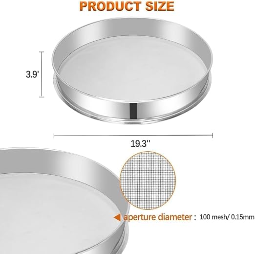 Sidasu 19.6" Vibrating Sifter Mesh Screen,100 Mesh Replacement Sieve | 304 Stainless Steel, Uniform Mesh Design, Easy Cleaning, Rust Resistant, For Flour Powder Grain Food Processing Applications - Image 3