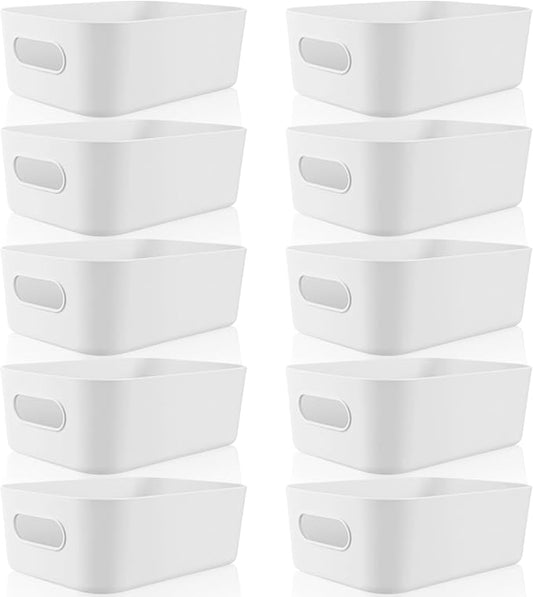 Zopeal Plastic Storage Bins 10 Pcs White Pantry Organizer Bins Small Baskets Storage Containers for Home Kitchen (12 x 8 x 5 Inches) by Zopeal