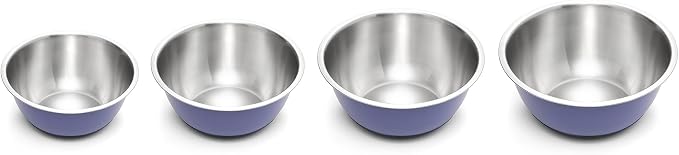 Fox Run Stainless Steel Mixing Bowl, 4.25 Quart Purple Mixing Bowl | Non-Skid Base For Easy Mixing | Cute Purple Design | Double Wall Stainless Steel Mixing Bowl For Temperature Retention - Image 2