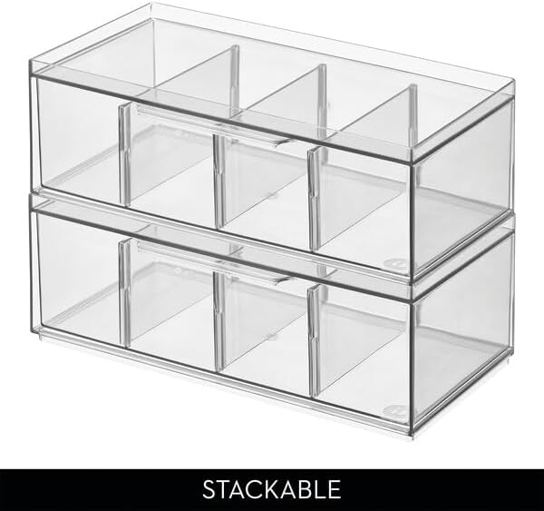 iDesign XL Tea Bag Organizer, 4-Section Clear Stackable, 4-Pack | For Counter, Storage Drawer, For Cabinet - Image 5