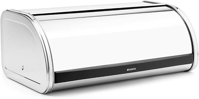 Brabantia Roll Top Bread Box | Large | Brilliant Steel | Metal Front Opening Bread Store for Kitchen Countertop | Partly Flat Top for Extra Storage, Magnet Closing Lid | Fits 2 Loaves - Image 2
