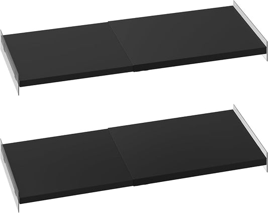 Expandable Closet Tension Shelf Organizers, Cabinet Rack Storage for Wardrobe Divider Shelves Pantry Cupboard Kitchen (2 Pack, W11.81 x L: 17" to 31") by SlimmKISS