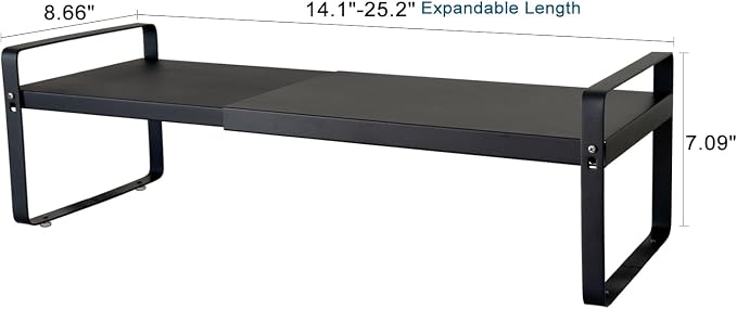 Set of 2 Black Kitchen Countertop Shelves, Expandable Cabinet Shelf Organizers, Stackable Metal Pantry Storage Shelves for Spice Rack, Cupboard - Image 3