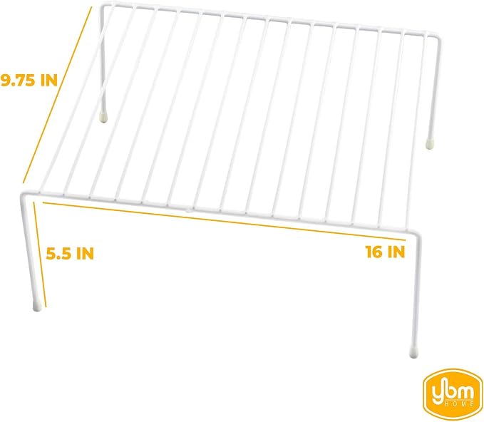 YBM Home White Wire Cabinet Helper Shelf Organizer and Storage Rack Helper for Kitchen, Expandable Kitchen Counter and Cabinet Shelf (20, 16"L x 9.75"W x 5.5"H) - Image 2