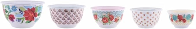 Pioneer Woman Floral Spring Bouquet Melamine Mixing Bowl Set, 10 Piece Set With Lids - Image 5