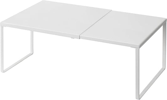 Nxconsu Expandable Cabinet Shelf, Shelf Riser for Cabinets, 10" White | Edgeless Metal Cabinet Riser Holds 50 lb and Expands 14.6 to 24.6 in for Under Sink Kitchen Pantry Cupboard Shelf by Nxconsu