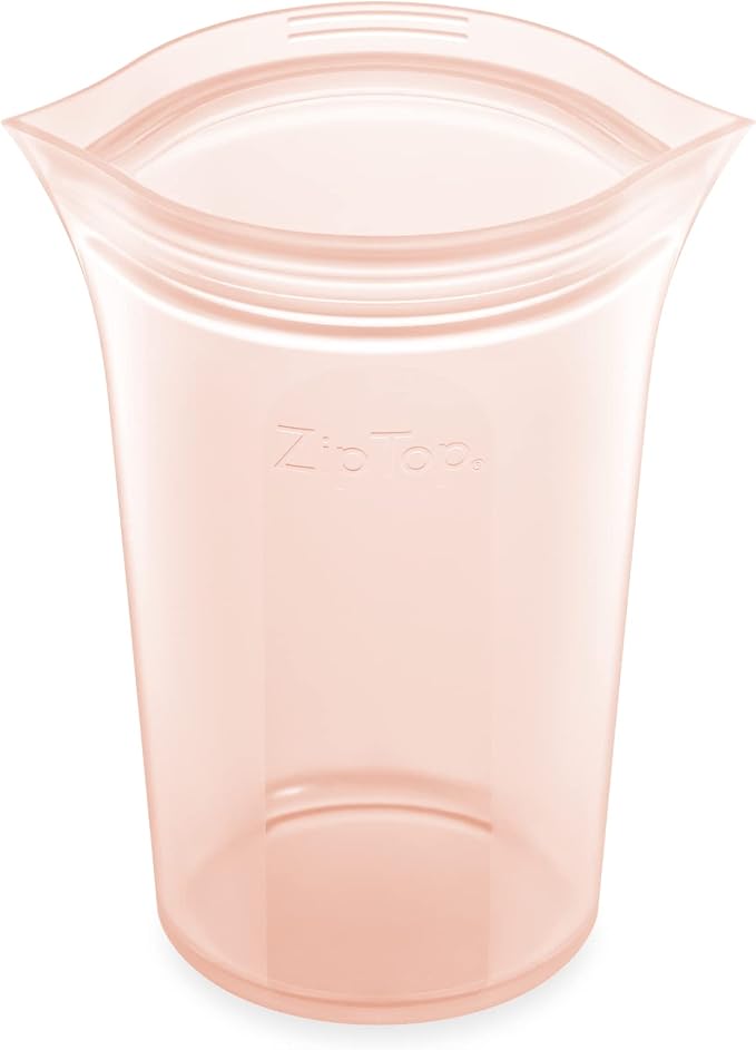 Zip Top Reusable Food Storage Bags | Medium Cup [Peach] | Silicone Meal Prep Container | Microwave, Dishwasher and Freezer Safe | Made in the USA by ZipTop