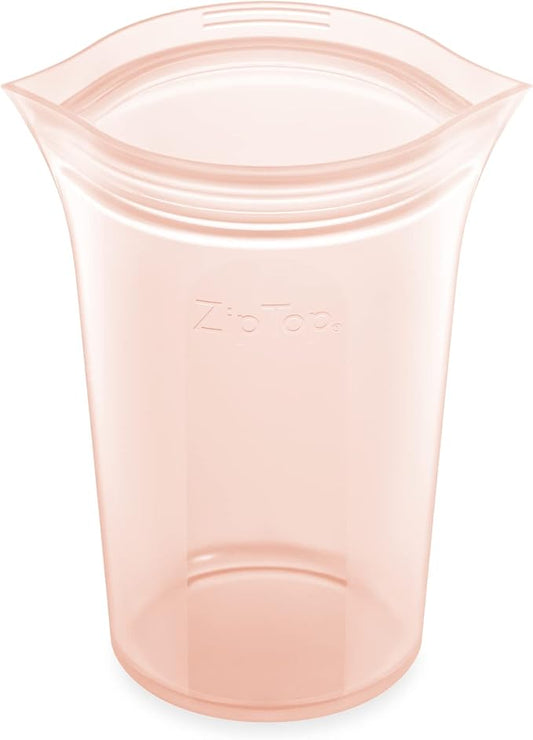 Zip Top Reusable Food Storage Bags | Medium Cup [Peach] | Silicone Meal Prep Container | Microwave, Dishwasher and Freezer Safe | Made in the USA by ZipTop