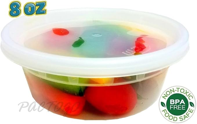 8 16 32 oz. Round Plastic Deli Soup Containers w/Lids Microwavable BPA Free (Pack of 12 Sets Each) - Image 4