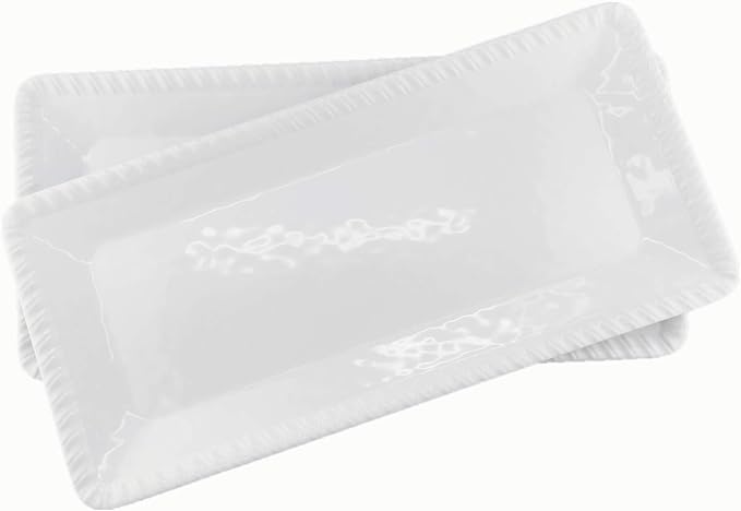 KX-WARE 17-Inch Melamine Serving Tray/Platters Set of 2, White & Rectangular | 100% Melamine,Dishwasher Safe,BPA Free by KX-WARE