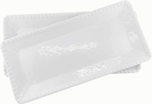 KX-WARE 17-Inch Melamine Serving Tray/Platters Set of 2, White & Rectangular | 100% Melamine,Dishwasher Safe,BPA Free by KX-WARE