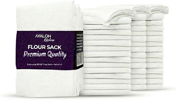 Flour Sack Towels – 45 Pack, 28x28 Inch, 100% Cotton – Flour Sack Dish Towels for Drying Dishes, Baking, Bread Proofing, Crafting & Embroidery – Reusable White Kitchen Towel by Avalon+Kitchen