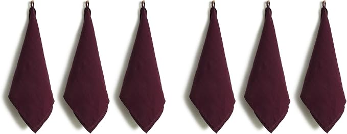 Linen World Linen Kitchen Towels 14 x 28 Inch,Decorative Tea/Kitchen Towels Set of 6,Stone Washed European Flax Dish Towels,Wine Burgundy by LLinenWorld