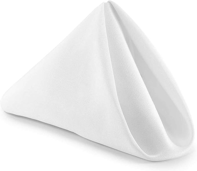 Pack of 100 PCS Cloth Napkins 17x17 inch Washable Polyester Dinner Napkins Soft Table Napkins for Wedding Party Dining Banquet Bistro Decoration - White - Image 4