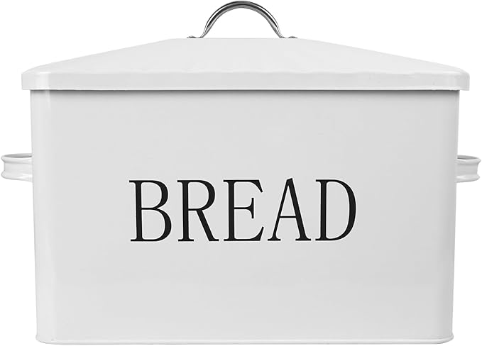 DreamsEden Large Bread Box, Metal Loaf Storage Container for Kitchen Countertop (White) by DreamsEden