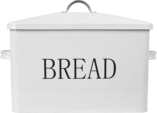 DreamsEden Large Bread Box, Metal Loaf Storage Container for Kitchen Countertop (White) by DreamsEden