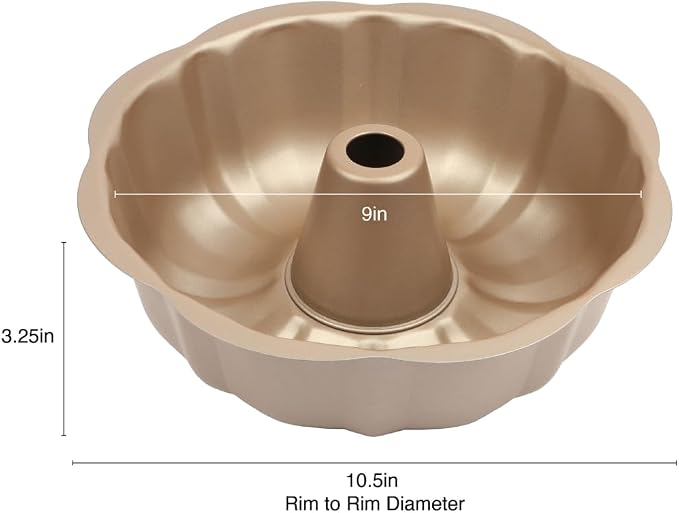David Burke 9" Fluted Bake Pan – Carbon Steel Bundt Cake Pan – Bronze - Image 2