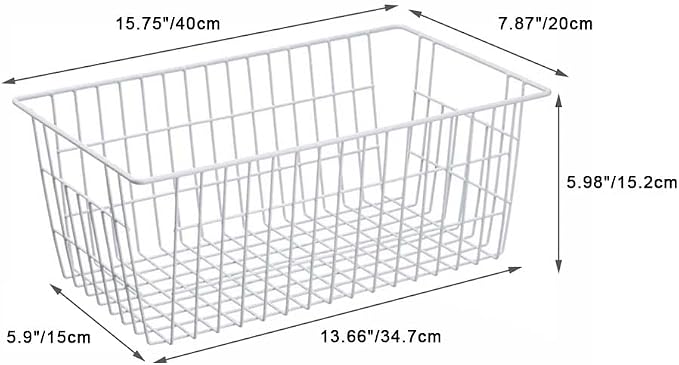 SANNO 15.7" Freezer Wire Baskets Refrigerator 4 Freezer Baskets Wire Metal Storage Basket, Modern Farmhouse Storage Organizer for Pantry, Shelf, Kitchen, Cabinet, Bathroom 15.7"x7.9"x5.9" - Image 8