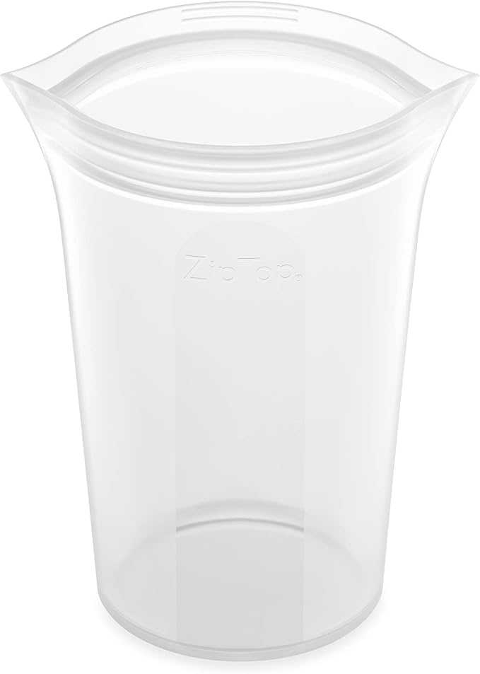 Zip Top Reusable Food Storage Bags | Large Cup [Frost] | Silicone Meal Prep Container | Microwave, Dishwasher and Freezer Safe | Made in the USA by ZipTop