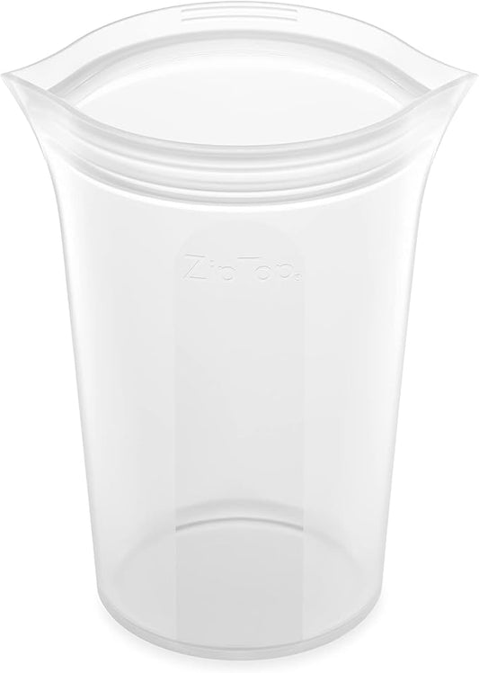 Zip Top Reusable Food Storage Bags | Large Cup [Frost] | Silicone Meal Prep Container | Microwave, Dishwasher and Freezer Safe | Made in the USA by ZipTop