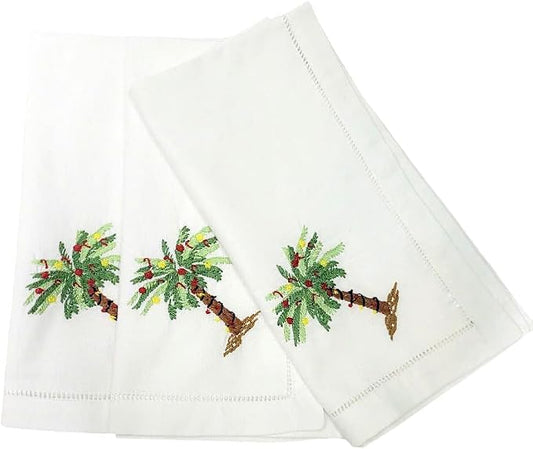 Embroidered Cloth Napkin Palm Tree Cotton Napkins Set of 6, 20x20 Hemstitch Table Napkins Machine Washable, Daily & Christmas, Great Present Ideas by Unknown