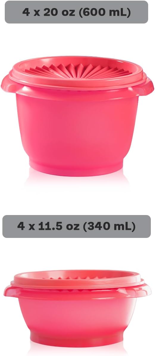 Tupperware Heritage Collection, New 16 Piece Food Storage Container Set in Vintage Pink, Dishwasher Safe and BPA Free (8 containers, 8 lids) - Image 3