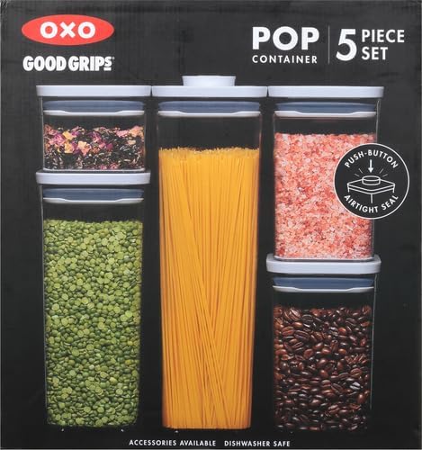 OXO Good Grips Storage Container Airtight | Stackable | For Pantry Organization | Dishwasher Safe | 5 Piece Set, Pack of 2 - Image 2