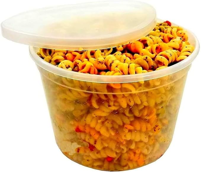 64 oz (1/2 Gallon) Heavy Duty Round Plastic Deli Soup Containers with Lids, For Meal Prep Containers | BPA Free | Stackable | Leakproof | Microwave/Dishwasher/Freezer Safe (Pack of 5 Sets) - Image 5