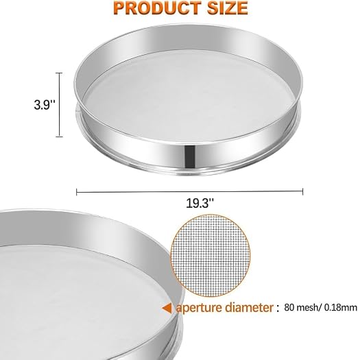 Sidasu 19.6" Vibrating Sifter Mesh Screen,80 Mesh Replacement Sieve | 304 Stainless Steel, Uniform Mesh Design, Easy Cleaning, Rust Resistant, For Flour Powder Grain Food Processing Applications - Image 3