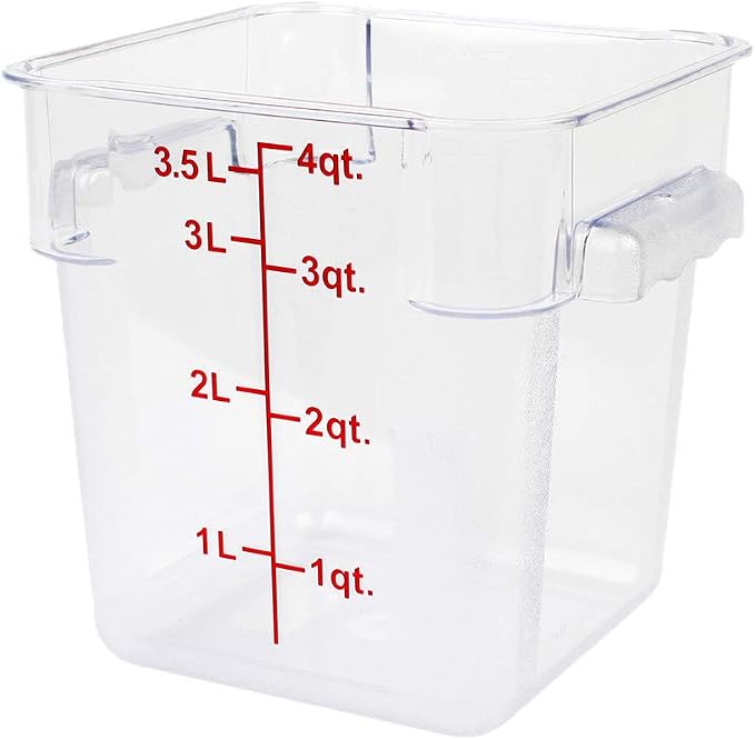 Tiger Chef 4 Quart Commercial Grade Clear Food Storage Square Polycarbonate Containers With Green Lids - Image 3