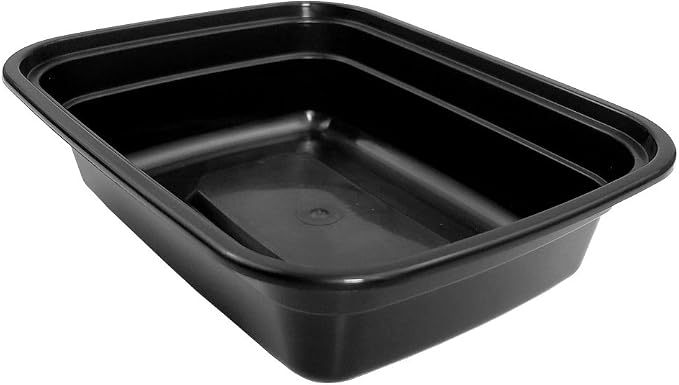 12 oz. Rectangular Microwaveable Black Plastic Disposable Food Storage Containers with Lids - BPA Free (Pack of 150 Sets) - Image 7