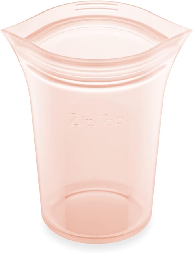 Zip Top Reusable Food Storage Bags | Small Cup [Peach] | Silicone Meal Prep Container | Microwave, Dishwasher and Freezer Safe | Made in the USA by ZipTop