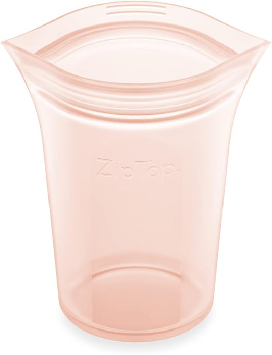 Zip Top Reusable Food Storage Bags | Small Cup [Peach] | Silicone Meal Prep Container | Microwave, Dishwasher and Freezer Safe | Made in the USA by ZipTop
