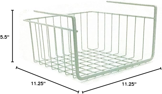 Modern Home Under Shelf Wire Storage Baskets – Hanging Organizer Rack for Cabinet, Pantry, or Closet – White Metal Basket for Kitchen, Towels, or Office – No Tools Required (11") - Image 2