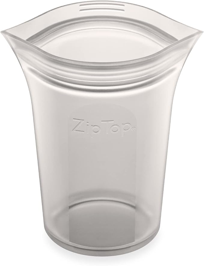 Zip Top Reusable Food Storage Bags | Small Cup [Gray] | Silicone Meal Prep Container | Microwave, Dishwasher and Freezer Safe | Made in the USA by ZipTop