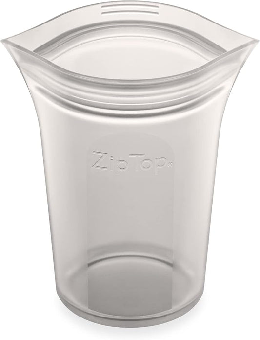 Zip Top Reusable Food Storage Bags | Small Cup [Gray] | Silicone Meal Prep Container | Microwave, Dishwasher and Freezer Safe | Made in the USA by ZipTop