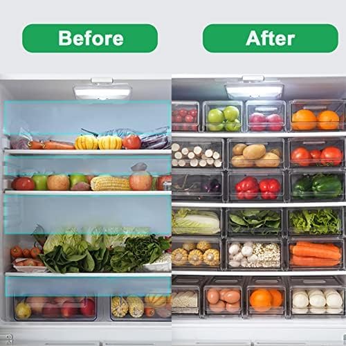 YekouMax Pantry Organizers and Storage Bins, Refrigerator Organizer, Plastic Stackable Storage Bins with Drawers, Pull-Out Cabinet Containers for Fridge Kitchen Office (2 PACK, Extra Large & Medium) - Image 4